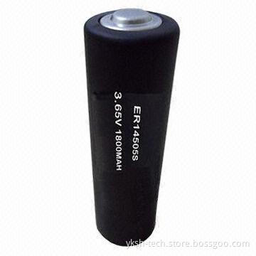 Size AA ER High-temperature Lithium Battery, 3.65V Open-circuit Voltage, 1,800mAh Capacity